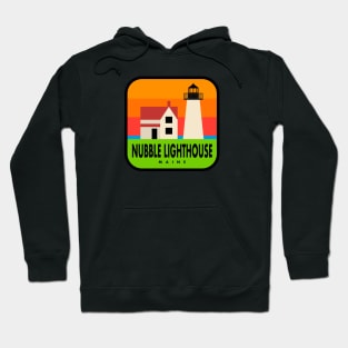 Nubble Lighthouse - Vintage Color Badge Hoodie